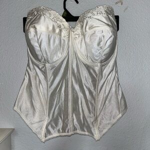 Vintage goddess Elegant White satin eyelet Corset Top